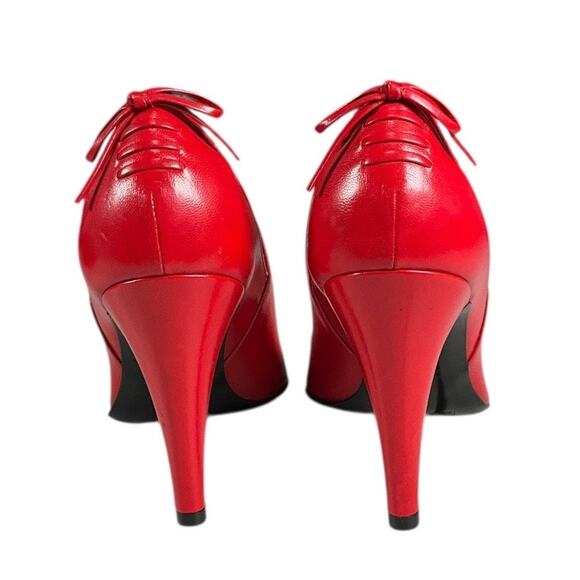 Marc Jacobs Red Leather Heels Women’s Size 8 Made in Italy NWOT Red Bow Back - Picture 2 of 12
